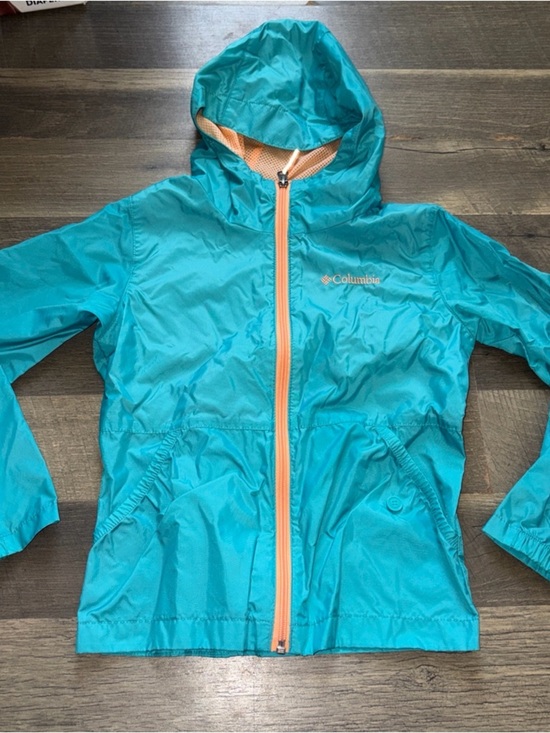 Columbia Other - Columbia Youth Girls S Windbreaker Lightweight Hoodie Full Zip Aqua Green Jacket